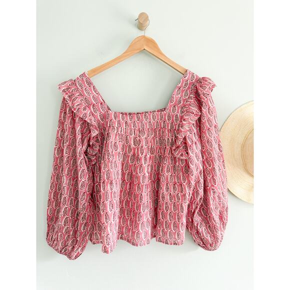 Emerson Fry | India Collection | NWT Emerson Fry Adelina Blouse in Rosey | Sz L - Picture 11 of 12